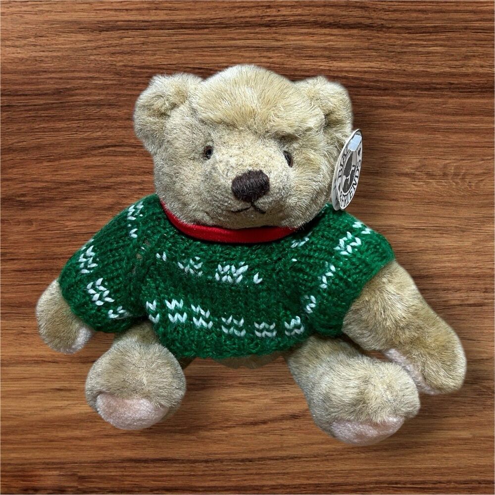 Vintage 1982 Gund Bialosky Christmas Sweater 11" Jointed Bear Christmas w/Tags